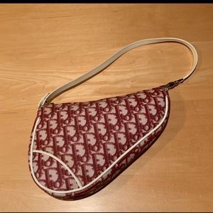 Christian Dior Pouch toile enduite rouge blanc